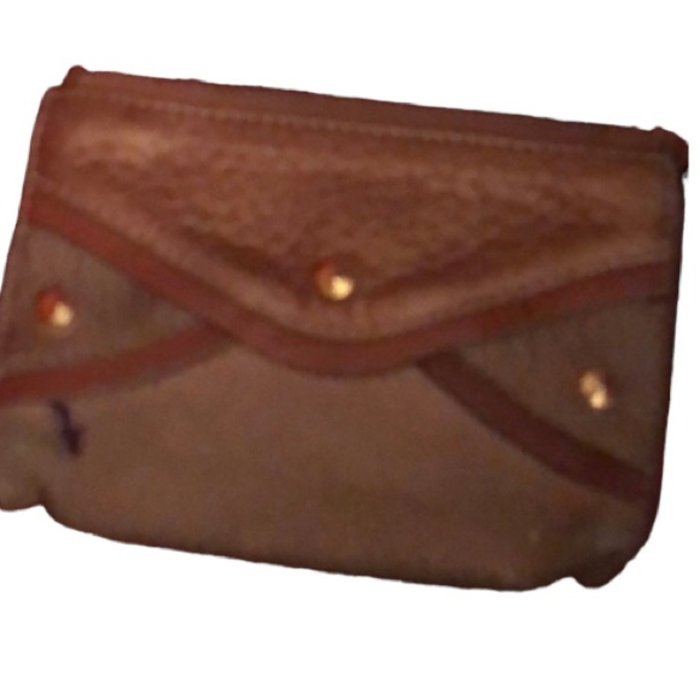 Cole Haan gold / tan mixed media card case goes with bag shown in pics